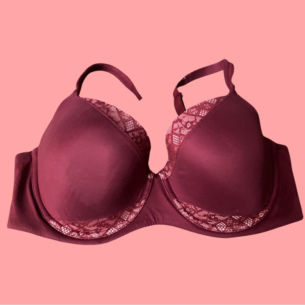 Maroon and Lace Victoria’s Secret Bra - 36DD
Underwire with minimal padding.
